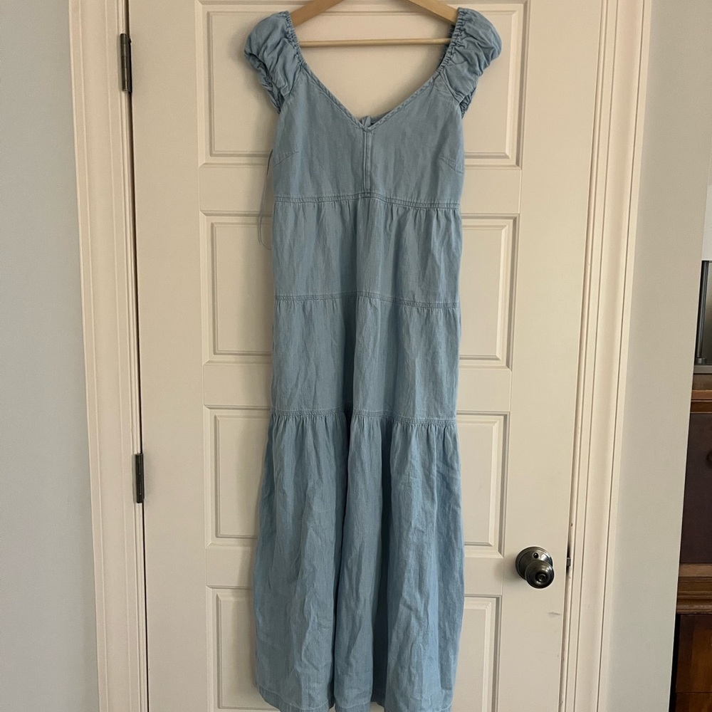 Old Navy Chambray Tiered All-Day Fit & Flare Maxi Dress